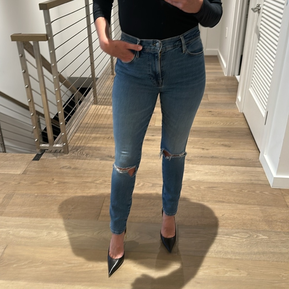 Frame Le High Skinny Ripped Jeans